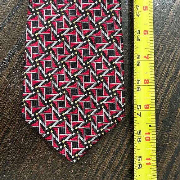 ROBERT TALBOTT Best of Class Silk Neck Tie Pink Black Yellow Geometric Bright - Picture 5 of 7